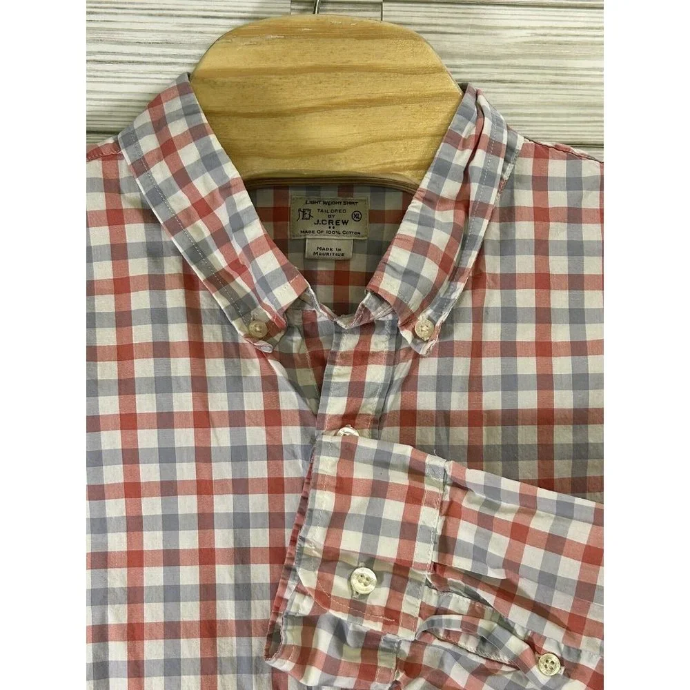J.Crew Men's Slim Untucked Gingham Casual Lightweight Shirt 100% Cotton‎ Sz XL
